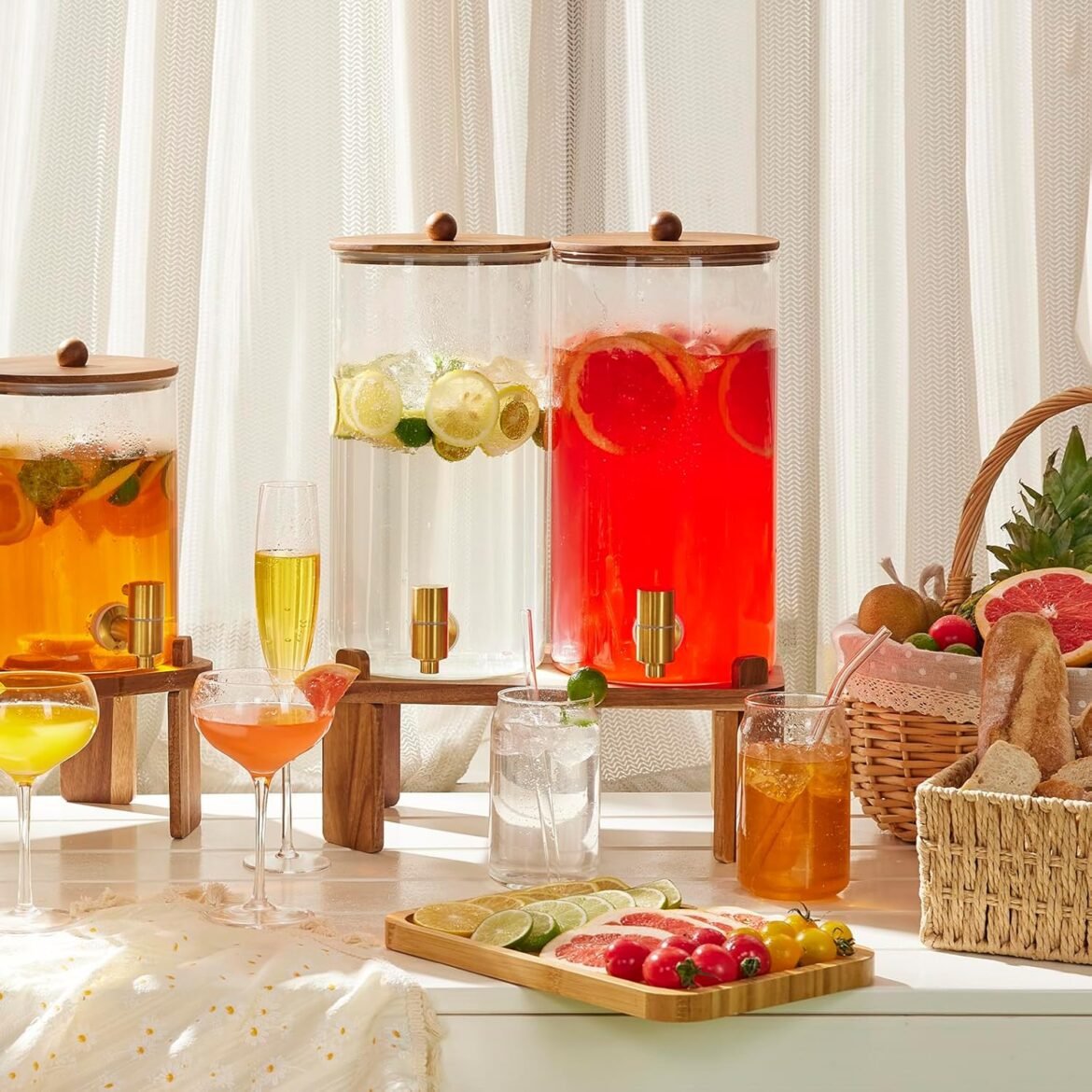 Glass Mason Jar Drink Dispenser with Spigot